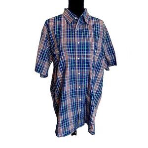 NWT WRANGLER MENS 2XL PLAID BUTTON UP SHIRT SHORT SLEEVE PEARL BUTTONS
